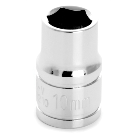 PERFORMANCE TOOL Chrome Socket, 3/8" Drive, 10mm, 6 Point, Shallow W38210